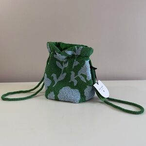 Kate Spade Beaded Elegant Green Floral Mini Bag